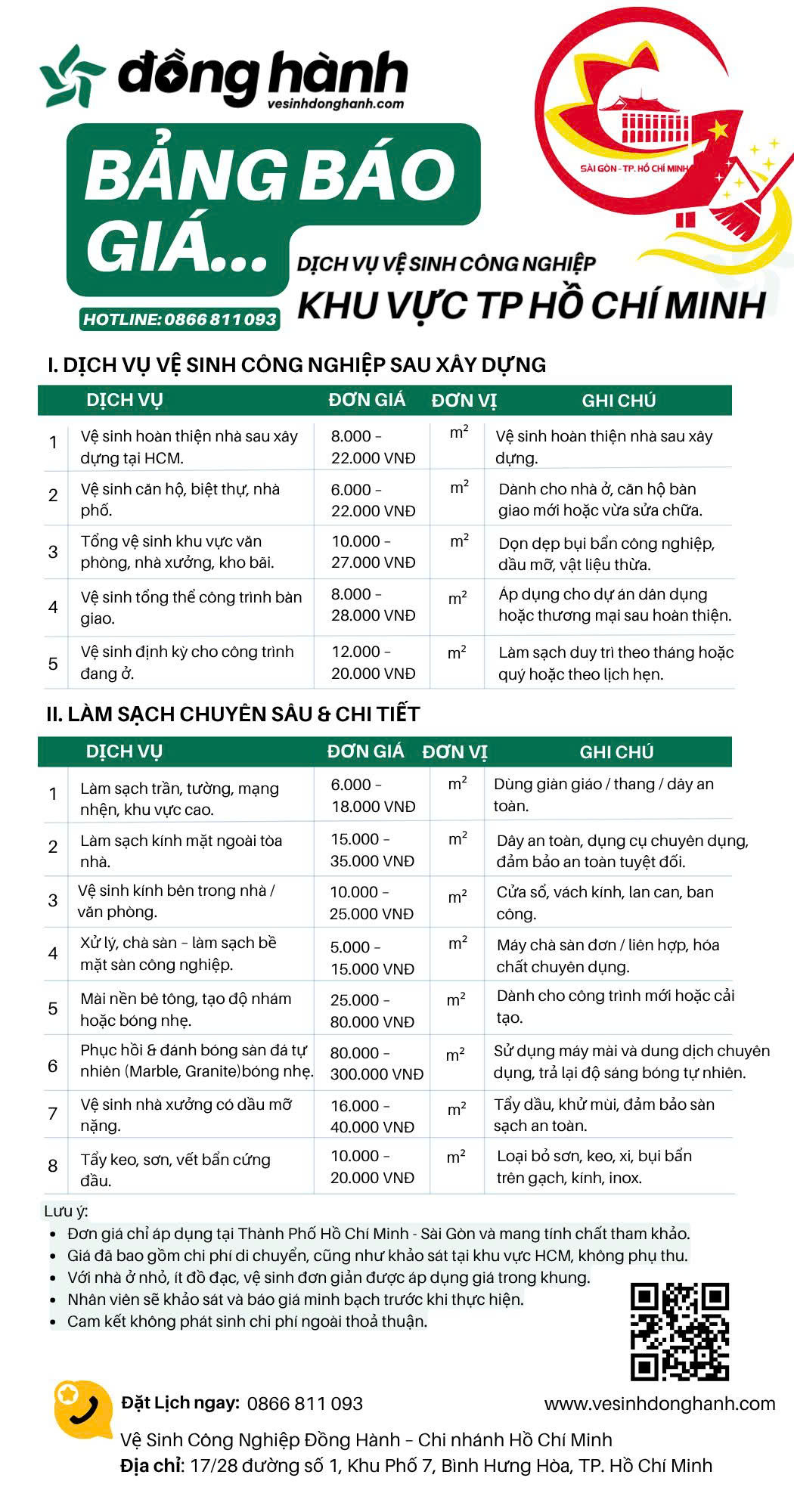 Bảng báo giá dịch vụ vệ sinh công nghiệp HCM