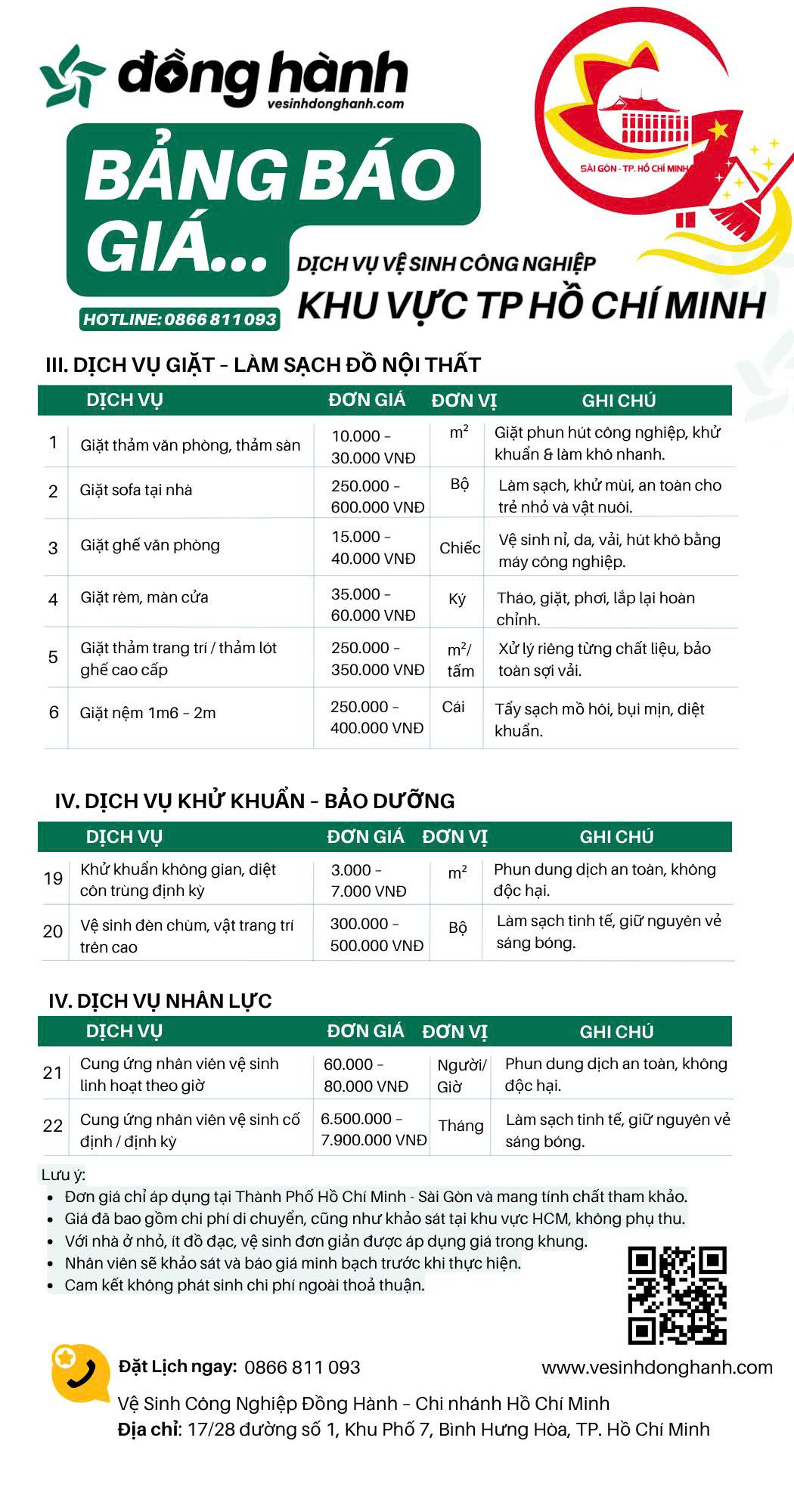 Bảng báo giá dịch vụ vệ sinh công nghiệp TP HCM